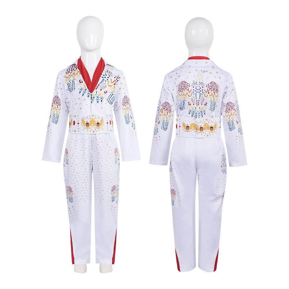 Elvis Presley Rock Singer Cosplay Costume for Halloween and Stage Performances Adult and Children - Ecosfun