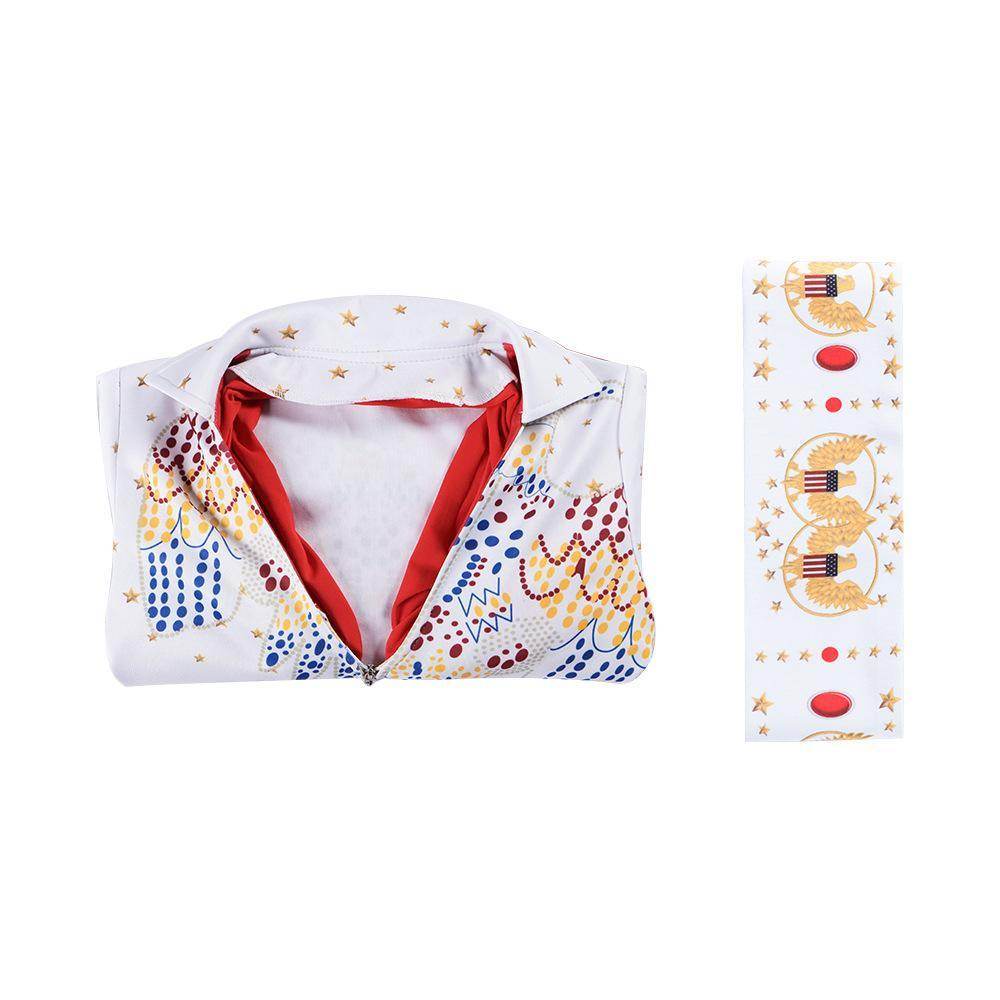 Elvis Presley Rock Singer Cosplay Costume for Halloween and Stage Performances Adult and Children - Ecosfun