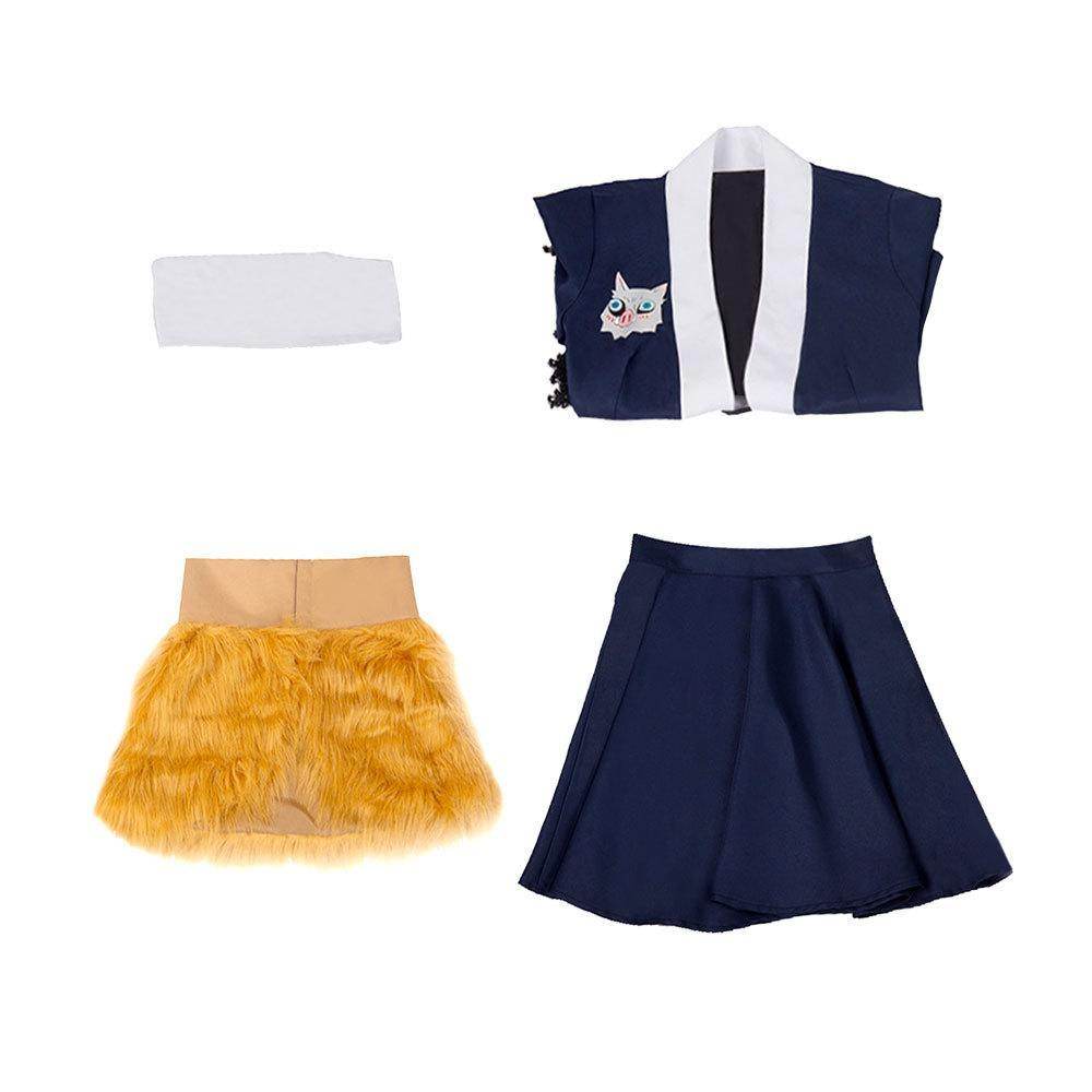 Hashibira Inosuke Maid Dress Outfits Halloween Carnival Suit Cosplay Costume - Ecosfun