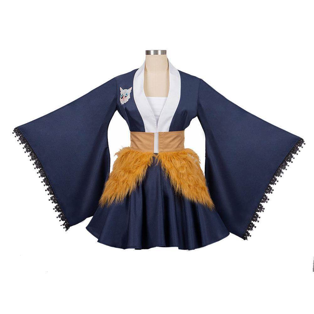 Hashibira Inosuke Maid Dress Outfits Halloween Carnival Suit Cosplay Costume - Ecosfun