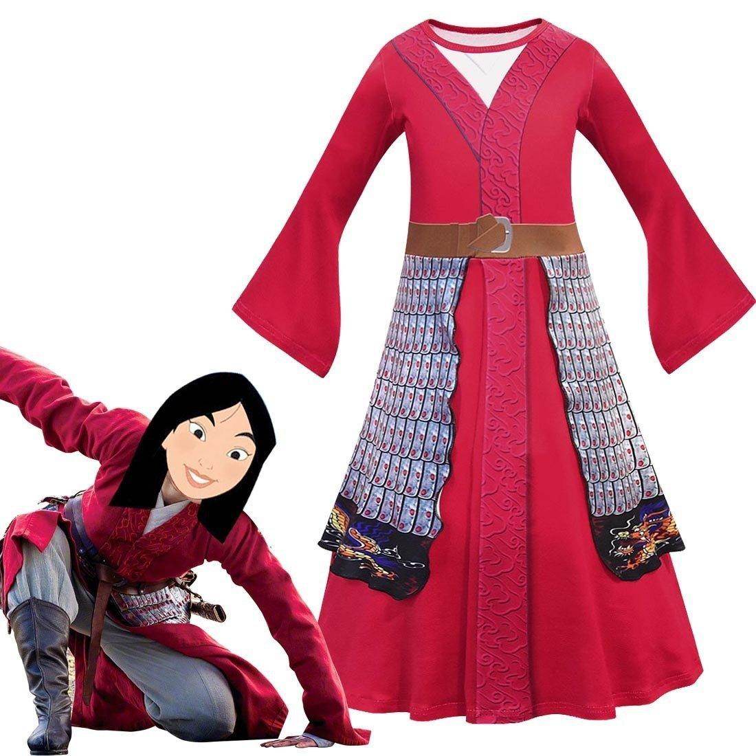 Hua Mulan Dress for girls Costumes Cosplay Heroine Movie Halloween Kids Party Dress - Ecosfun