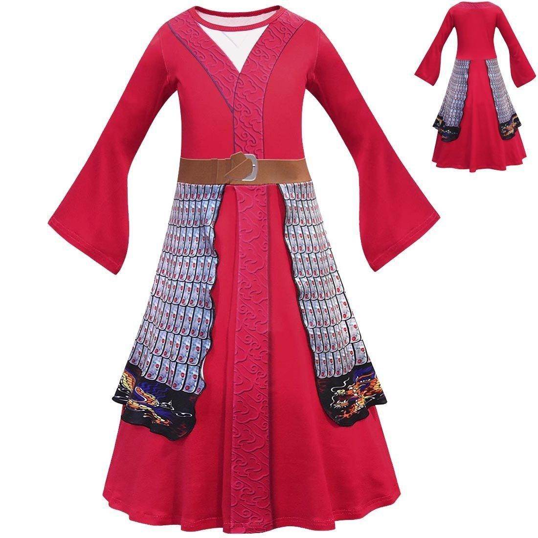 Hua Mulan Dress for girls Costumes Cosplay Heroine Movie Halloween Kids Party Dress - Ecosfun