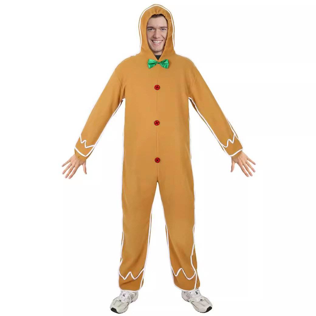Adult Gingerbread Man Costume Christmas Holiday Hoddie Funny Pajamas - Ecosfun