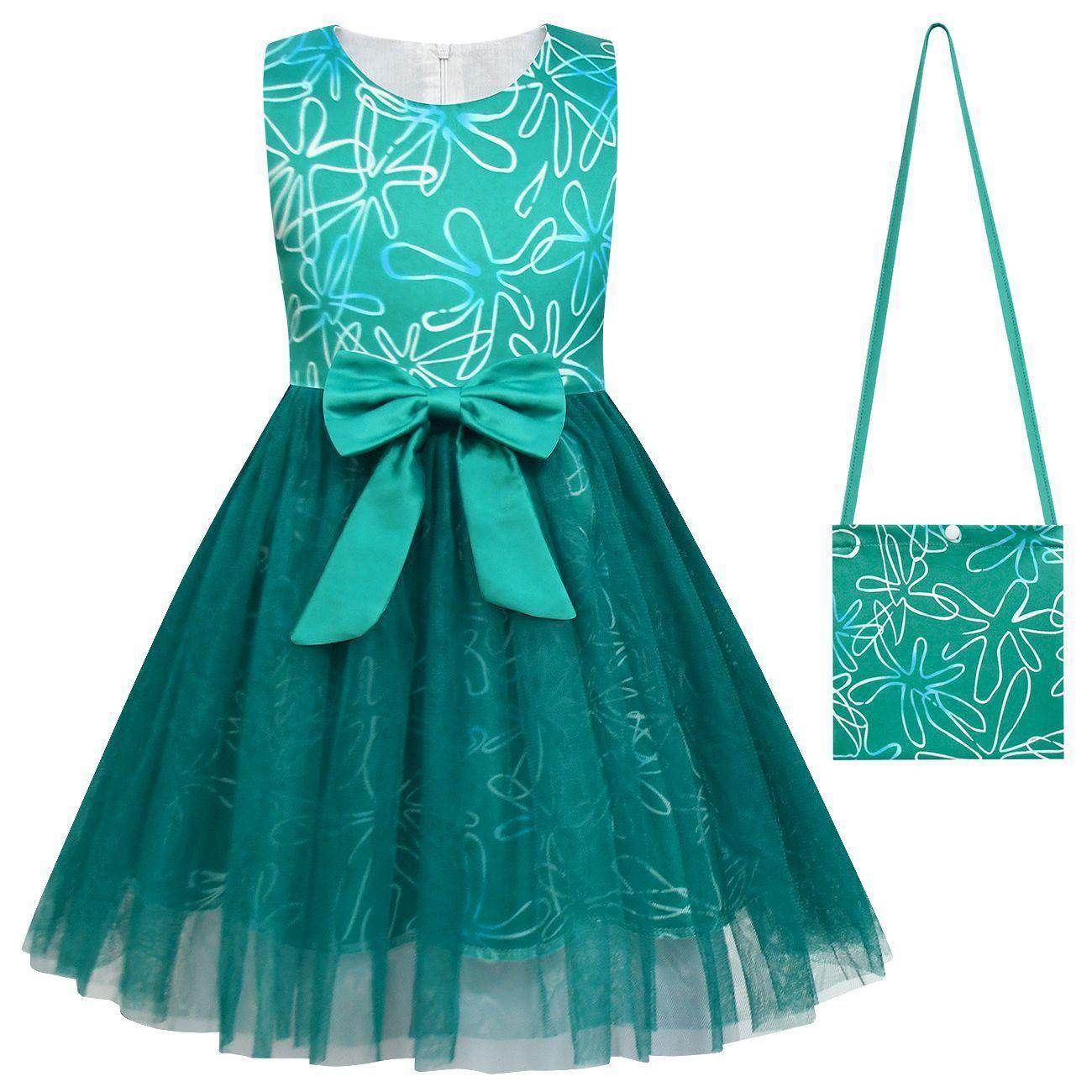 Kids' Inside Out Disgust Tutu Dress Cosplay Princess Gown with Bag and Mask - Ecosfun