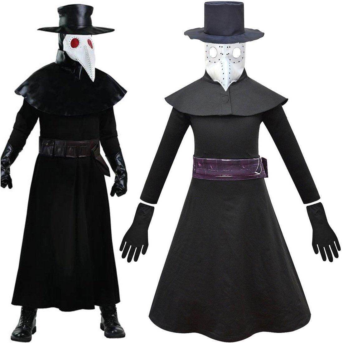 Kids Plague Doctor Cosplay Costume Long Robe Cape Outfits Steampunk Plague Doctor Cosplay Dress - Ecosfun