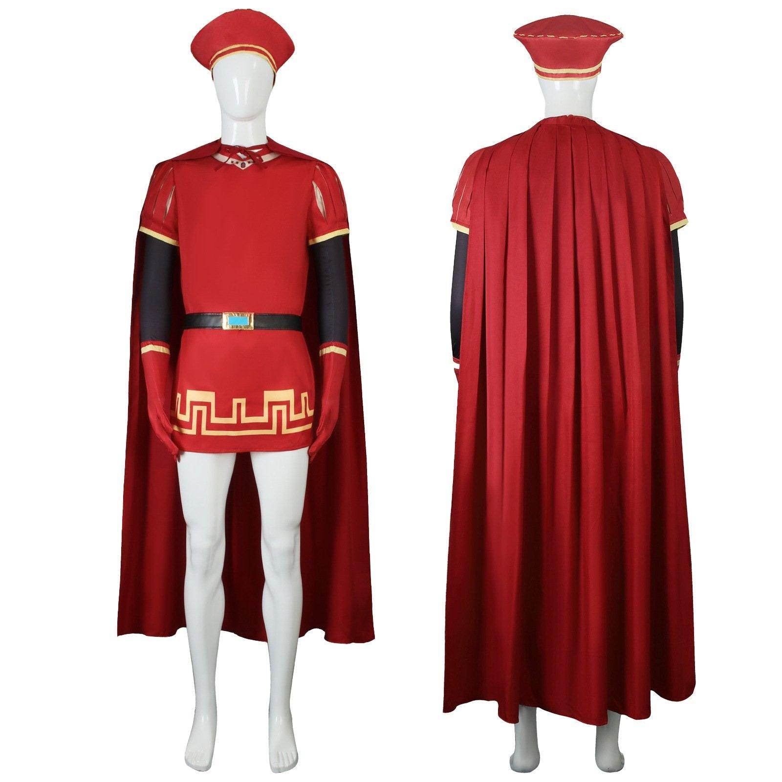 Lord Farquaad Halloween Cosplay Costume Shrek Red Robe Cape - Ecosfun
