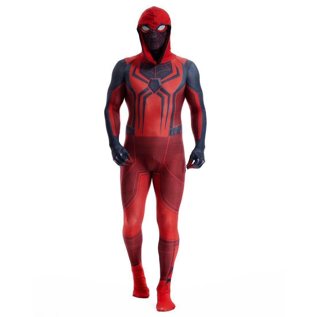 Miles Morales Crimson Cowl Spider Man Costume Red Cape Halloween Cosplay for Kids and Adults - Ecosfun