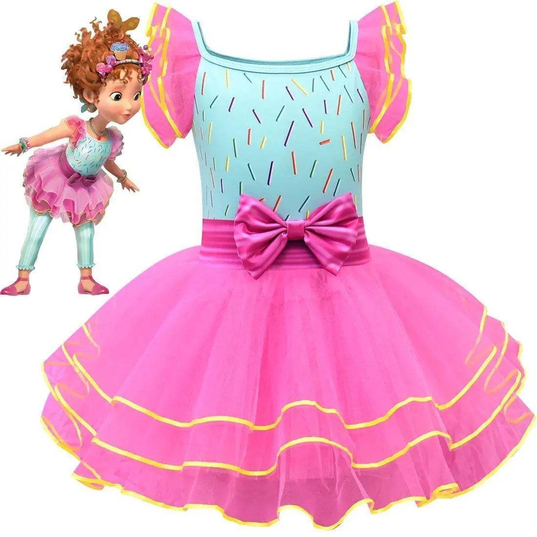 nancy Tutu Dress pink Princess Girls Birthday Party Dress Children fancy nancy Kids Unicorn Costume - Ecosfun