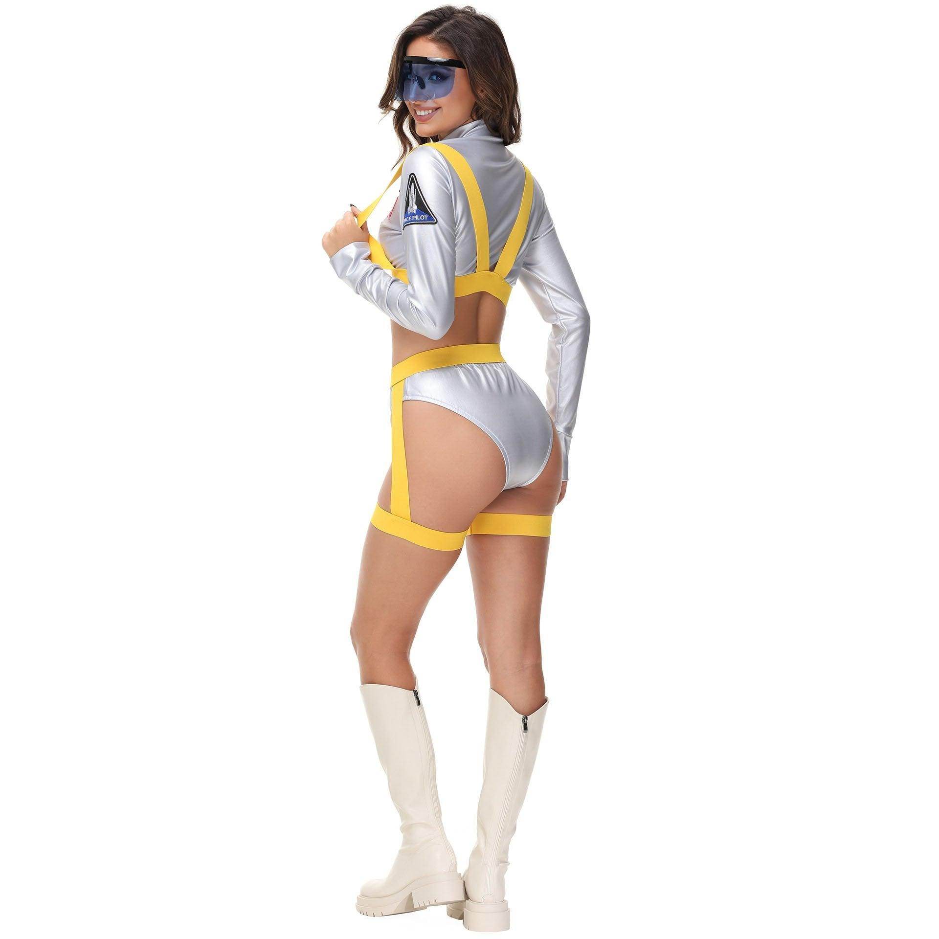 Nightclub Fun Gold Stamped Space Suit Astronaut Female Costume Music Festival Halloween - Ecosfun