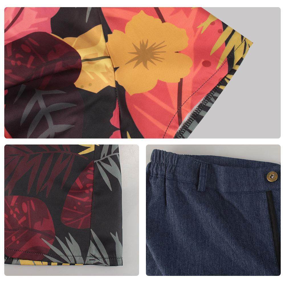 one picece luffy costume live floral shirt Anime Cosplay with straw hat - Ecosfun