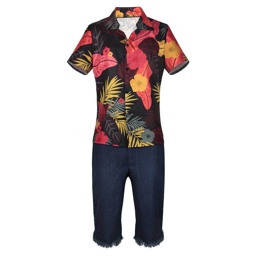 one picece luffy costume live floral shirt Anime Cosplay with straw hat - Ecosfun