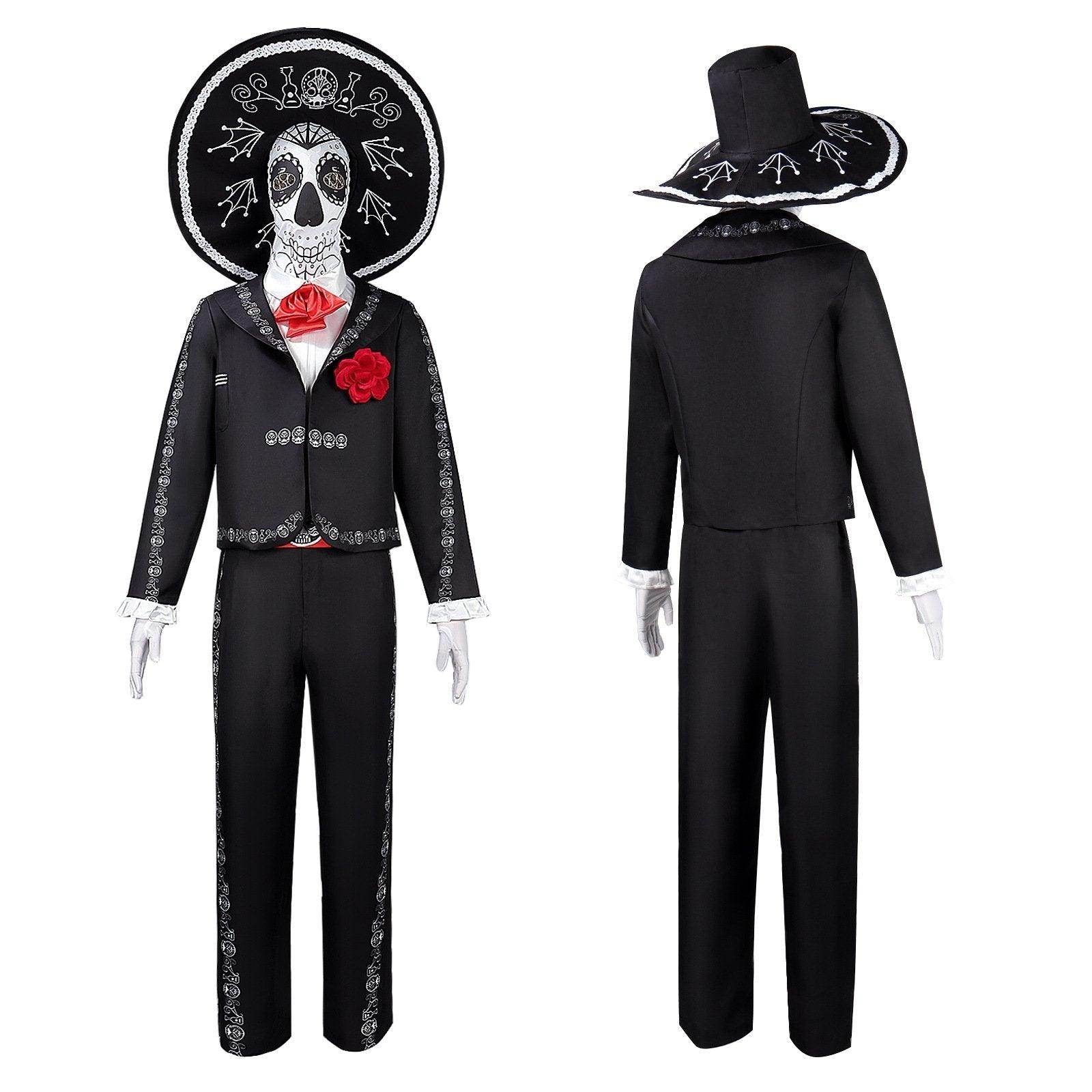 Scary Skeleton Suit - Black and White Halloween Pants and Jacket business suit cosplay - Ecosfun