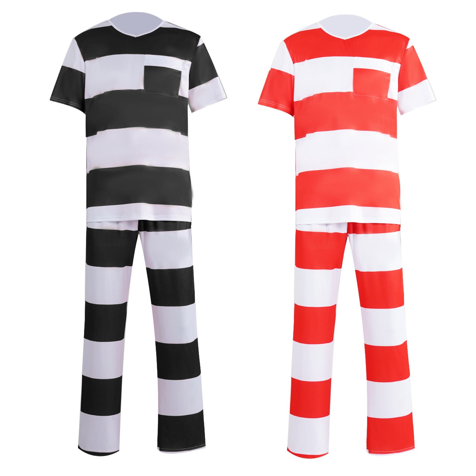 Halloween prison striped prisoner uniform role play adult costume