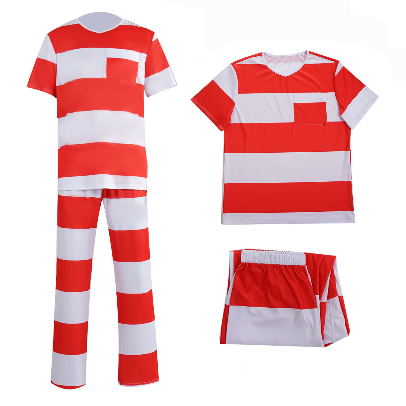 Halloween prison striped prisoner uniform role play adult costume