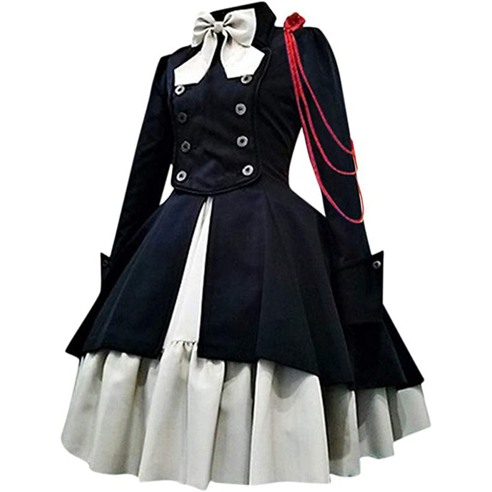 Medieval cos Renaissance gothic dress Retro bow ruffled punk cosplay skirt