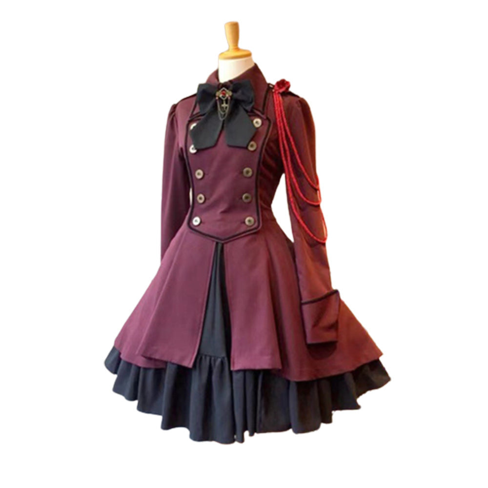 Medieval cos Renaissance gothic dress Retro bow ruffled punk cosplay skirt