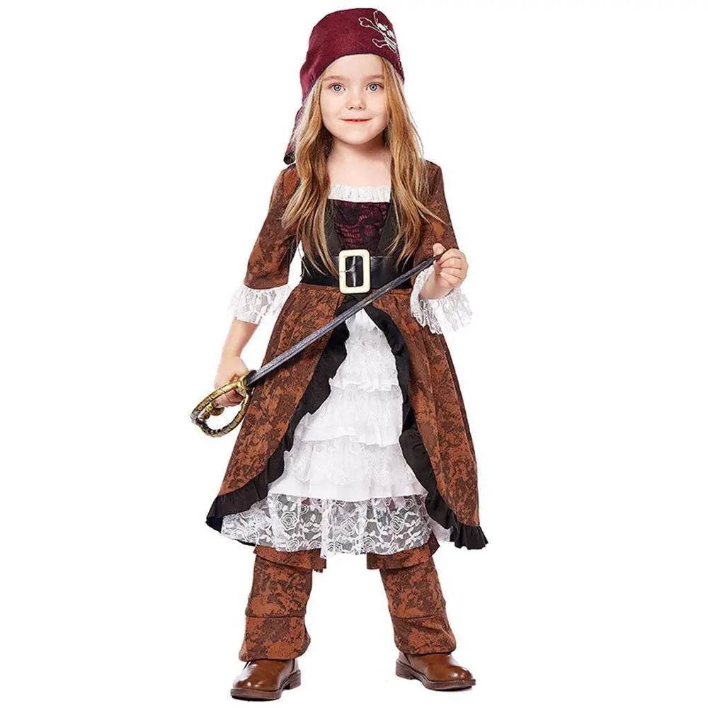 Caribbean Pirate Costume Queen Catrina Cosplay Fancy Dress Up Halloween Party Outfits - Ecosfun
