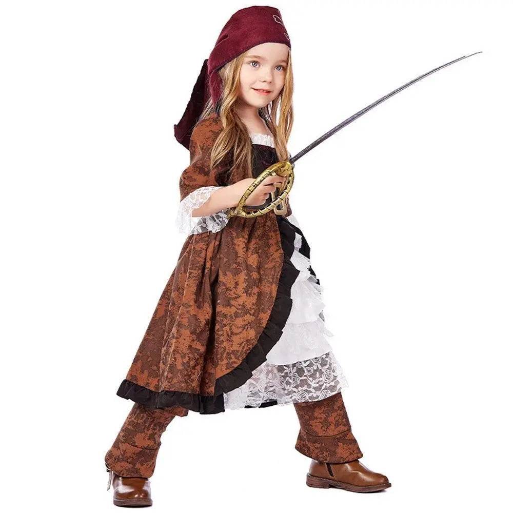 Caribbean Pirate Costume Queen Catrina Cosplay Fancy Dress Up Halloween Party Outfits - Ecosfun