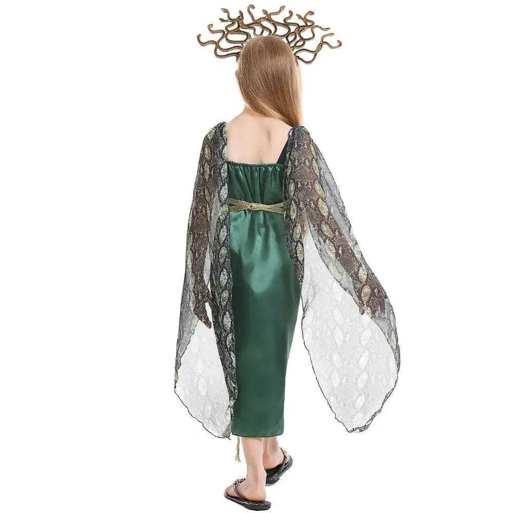 Kids Greek mythology blue Medusa Gorgon cosplay Halloween costume - Ecosfun