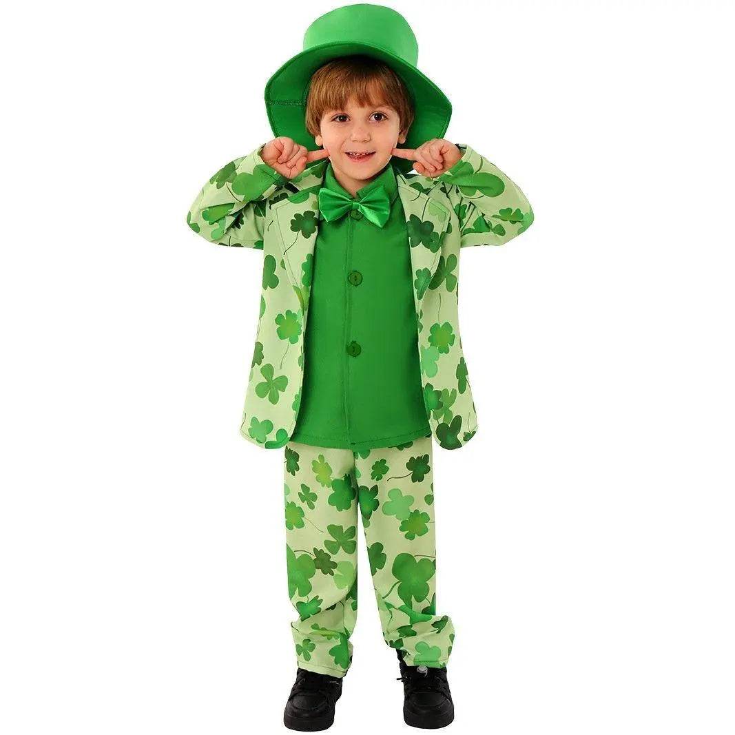 St. Patrick's Day Four Leaf Clover Kids Party Suit Cosplay Costumes - Ecosfun