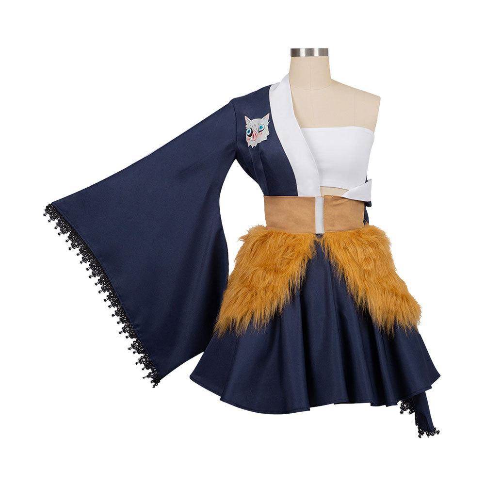 Hashibira Inosuke Maid Dress Outfits Halloween Carnival Suit Cosplay Costume - Ecosfun